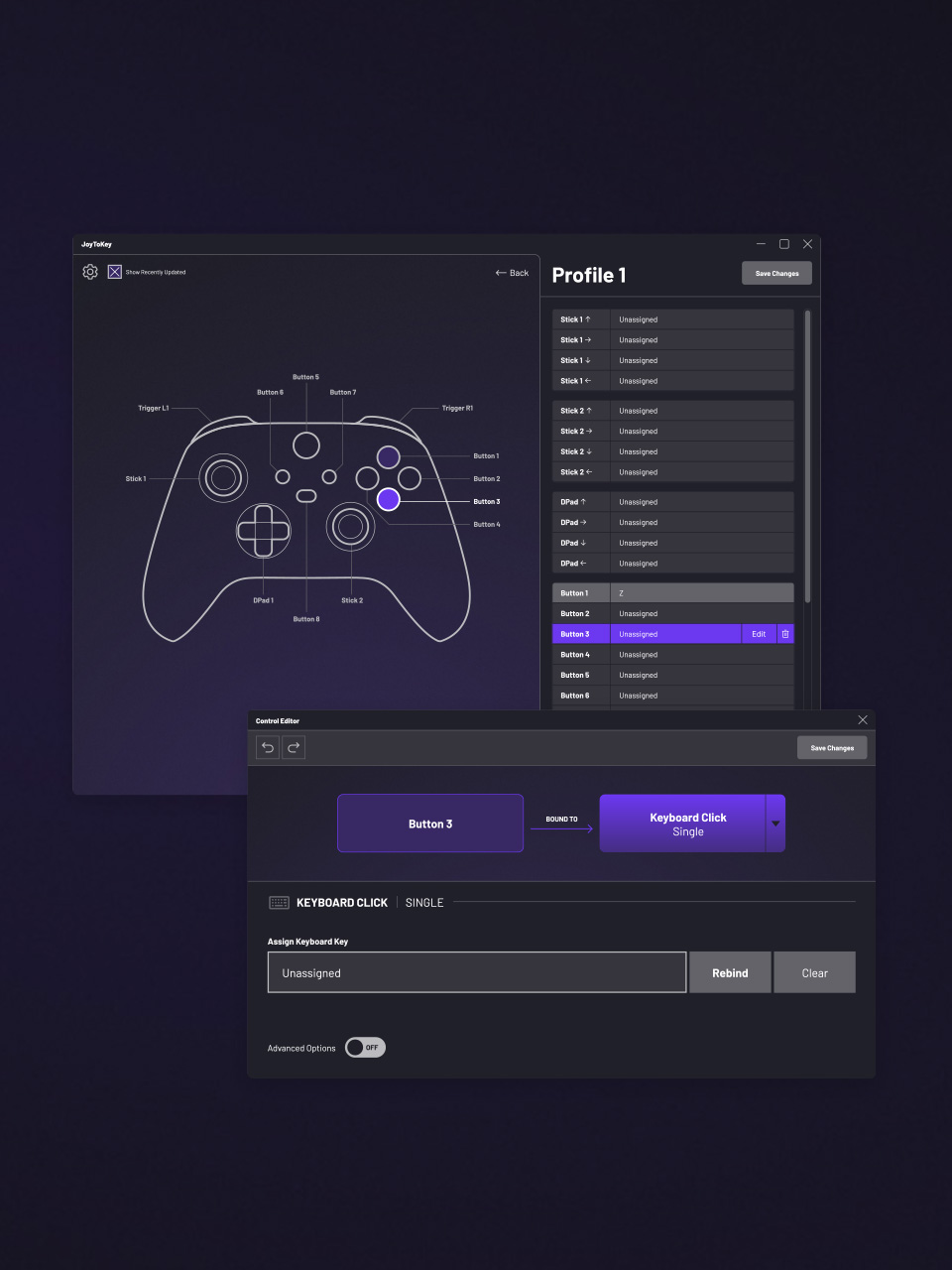 JoyToKey Software UI.